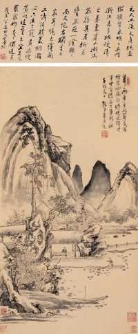 张镠 壬戌（1802）年作 花落凉烟 立轴